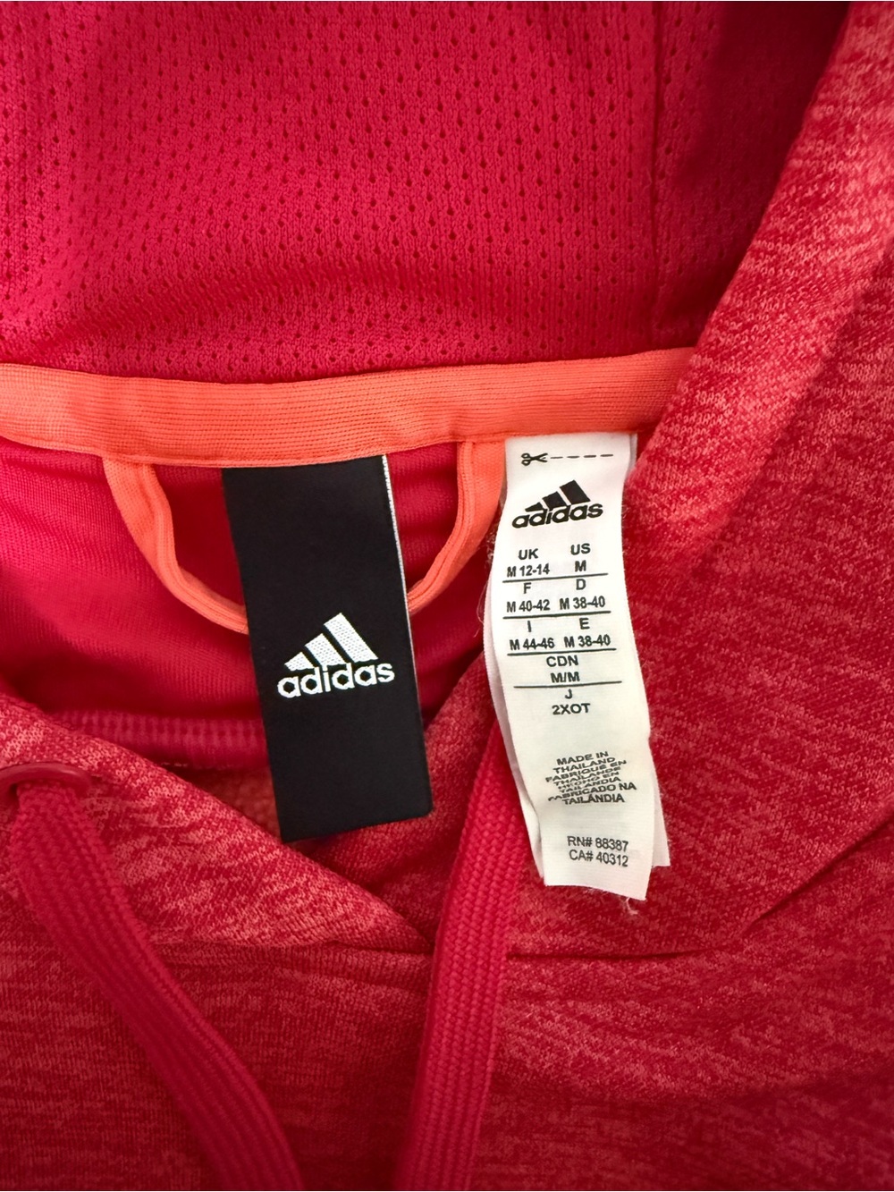 adidas Red Heather Pullover Hoodie for Women - Picture 5 of 6